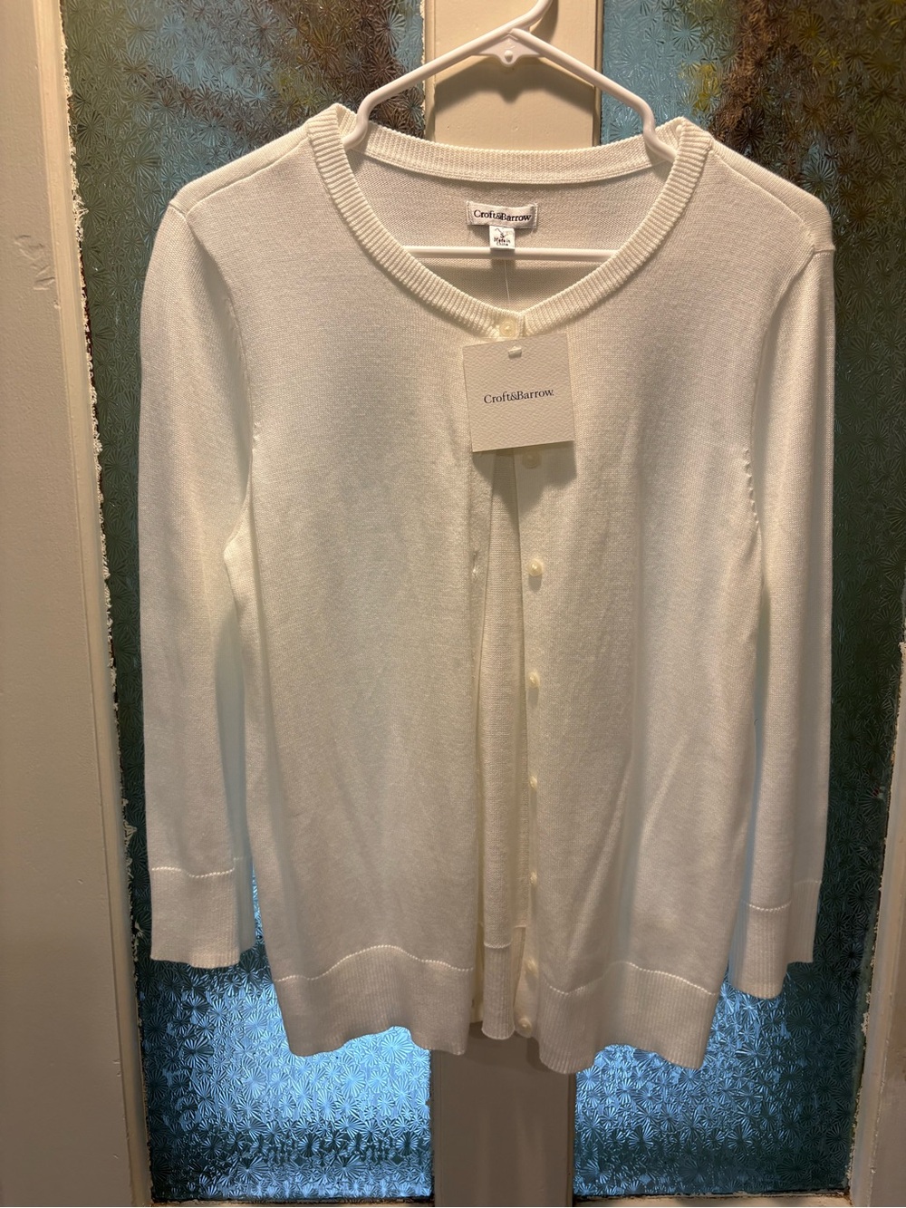 croft & barrow White S Button-Front Women's Cardigan NWT